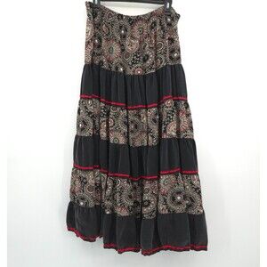Vintage Ropa maxi‎ skirt Boho A-line tiered Size L gyspy western elastic waist